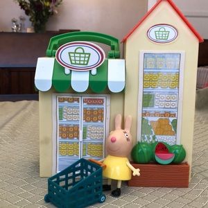 Peppa Pig market with Mrs.Rabbit and big red car